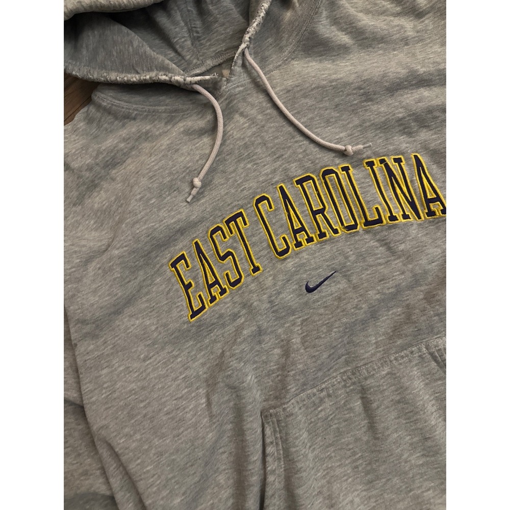 Nike Team East Carolina University ECU Hoodie Gray Yellow XL Sweatshirt Vintage - Picture 2 of 3